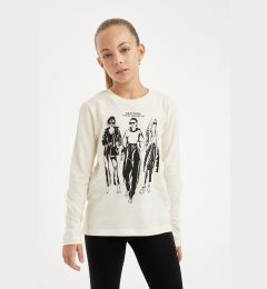 Снимка на DEFACTO Girl Relax Fit Crew Neck Printed Long Sleeve T-Shirt