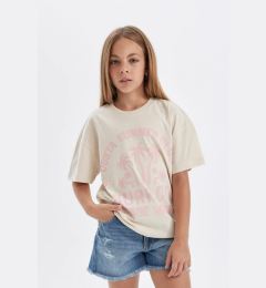 Снимка на DEFACTO Girl Relax Fit Crew Neck Printed Short Sleeve T-Shirt