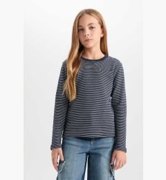 Снимка на DEFACTO Girl Slim Fit Slim Cut Crew Neck Striped Long Sleeve T-Shirt