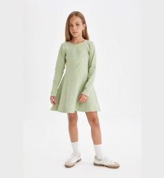 Снимка на DEFACTO Girl's Basic Crew Neck Ribbed Camisole Long Sleeve Dress