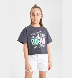 Снимка на DEFACTO Girls Boxy Fit Crew Neck Printed Short Sleeve T-Shirt