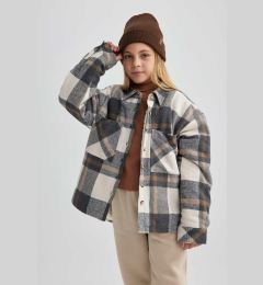 Снимка на DEFACTO Girl's Checked Flannel Long Sleeve Shirt