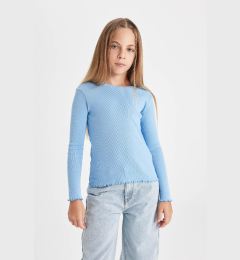 Снимка на DEFACTO Girl's Crew Neck Basic Plain Ribbed Camisole Long Sleeve T-Shirt