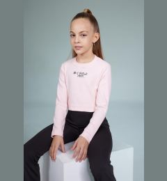 Снимка на DEFACTO Girls Crew Neck Printed Crop Crew Neck Long Sleeve T-Shirt