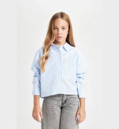 Снимка на DEFACTO Girls Crop Cotton Long Sleeve Pocket Shirt