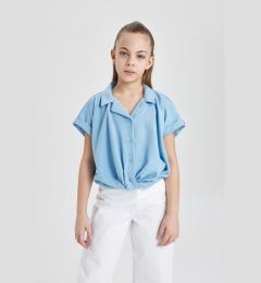 Снимка на DEFACTO Girls' Crop Cotton Short Sleeve Shirt