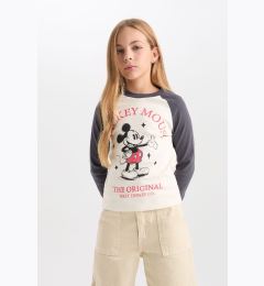 Снимка на DEFACTO Girls Disney Mickey & Minnie Crop Crew Neck Ribbed Camisole Long Sleeve T-Shirt