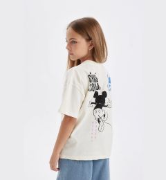 Снимка на DEFACTO Girls Disney Mickey & Minnie Oversize Wide Pattern Crew Neck Short Sleeve T-Shirt