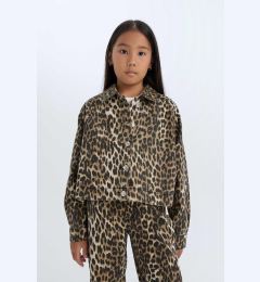 Снимка на DEFACTO Girl's Leopard Print Buttoned Gabardine Long Sleeve Shirt Jacket