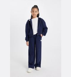 Снимка на DEFACTO Girls Navy Blue Wide Leg Wide Leg Elastic Waist Basic Plain School Sweatpants