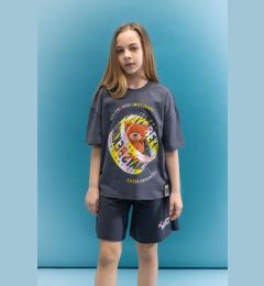 Снимка на DEFACTO Girls Oversize Fit Crew Neck 3d Printed Short Sleeve T-Shirt