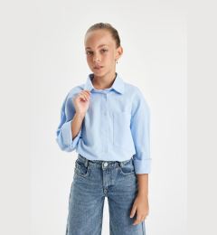 Снимка на DEFACTO Girls Oversize Wide Pattern Poplin Long Sleeve School Shirt