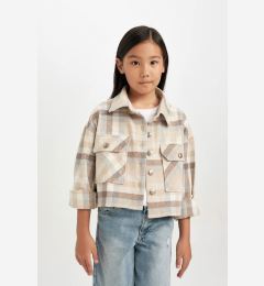 Снимка на DEFACTO Girls Plaid Double Pocket Crop Long Sleeve Shirt