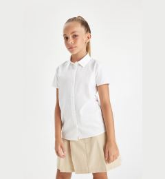 Снимка на DEFACTO Girls Poplin Short Sleeve Basic Plain White School Shirt