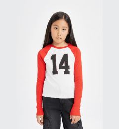 Снимка на DEFACTO Girls Regular Fit Crew Neck Number Patterned Ribbed Camisole Long Sleeve T-Shirt