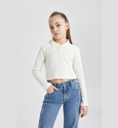 Снимка на DEFACTO Girl's Rib Long Sleeve Basic Polo T-Shirt