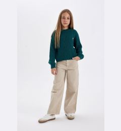 Снимка на DEFACTO Girls Wide Leg Wide Leg Cotton Pocket Beige Trousers