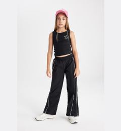 Снимка на DEFACTO Girls Wide Leg Wide Leg Elastic Waist Black Trousers