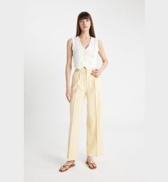 Снимка на DEFACTO Linen Blend Trousers Wide Leg Pocket Wide Wide Leg Pleated High Waist Basic Plain Standard Length