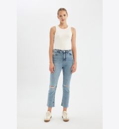 Снимка на DEFACTO Mary Washed Jeans Straight Leg Ripped Detail High Waist Leg Cut Ankle Length