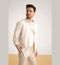 Снимка на DEFACTO Modern Fit Linen Blend Long Sleeve Shirt