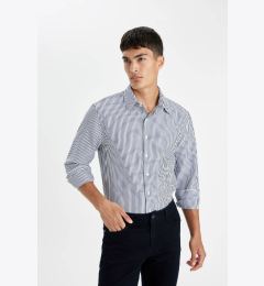 Снимка на DEFACTO Modern Fit Polo Collar Crinkle Long Sleeve Shirt