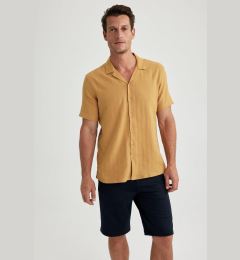 Снимка на DEFACTO Modern Fit Polo Neck Linen Blend Short Sleeve Shirt