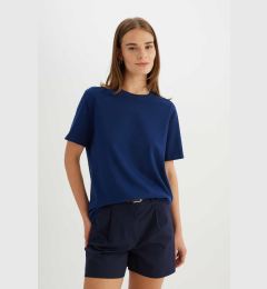 Снимка на DEFACTO Navy Blue Regular Fit Crew Neck Casual Premium Basic Plain Short Sleeve T-Shirt