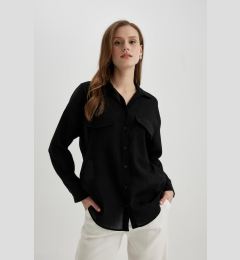 Снимка на DEFACTO Oversize Fit Pocket Detailed Crinkle Fabric Long Sleeve Shirt