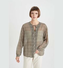 Снимка на DEFACTO Oversize Patterned Long Sleeve Blouse