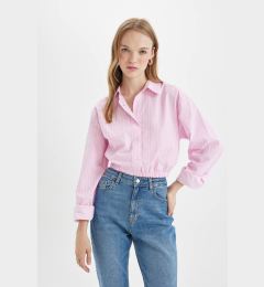 Снимка на DEFACTO Oversize Wide Cut Striped Elasticated Both Poplin Long Sleeve Shirt