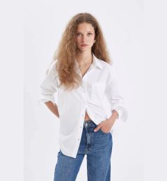 Снимка на DEFACTO Oversize Wide Fit Basic Plain Buttoned Poplin Long Sleeve Shirt