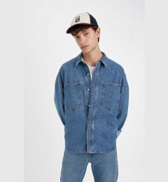 Снимка на DEFACTO Oversize Wide Fit Cotton Jean Long Sleeve Basic Shirt