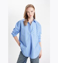 Снимка на DEFACTO Oversize Wide Fit Pocket Striped Poplin Long Sleeve Shirt