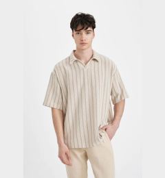 Снимка на DEFACTO Oversize Wide Fit Polo Collar Striped Short Sleeve Shirt