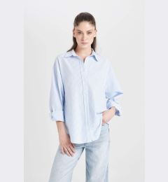 Снимка на DEFACTO Oversize Wide Fit Striped Oxford Long Sleeve Shirt