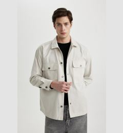 Снимка на DEFACTO Oversize Wide Pattern Polo Collar Twill Shirt Jacket