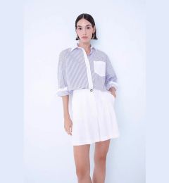 Снимка на DEFACTO Oversize Wide Pattern Striped Pocket Buttoned Poplin Long Sleeve Shirt