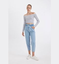 Снимка на DEFACTO Paperbag High Waist Short Leg Jean Washed Trousers