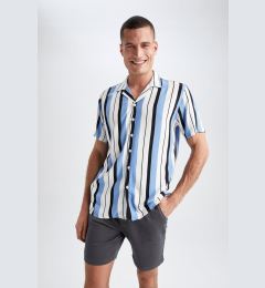 Снимка на DEFACTO Regular Fit Apache Collar Striped Print Short Sleeve Shirt