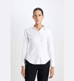 Снимка на DEFACTO Regular Fit Bengaline Woven Long Sleeve Basic White Shirt