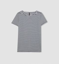 Снимка на DEFACTO Regular Fit Boat Neck Striped Short Sleeve T-Shirt