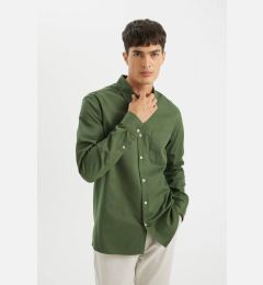 Снимка на DEFACTO Regular Fit Button Down Basic Plain Gabardine Cotton Long Sleeve Shirt