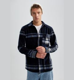 Снимка на DEFACTO Regular Fit Checkered Pocket Detailed Fleece Long Sleeve Shirt