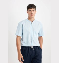 Снимка на DEFACTO Regular Fit Mandarin Collar Cotton Short Sleeve Shirt