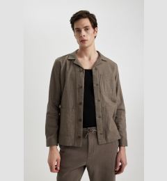 Снимка на DEFACTO Regular Fit Open Collar Cotton Shirt Jacket