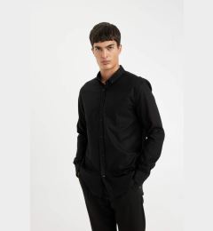 Снимка на DEFACTO Regular Fit Oxford Pocket Detailed Long Sleeve Basic Plain Black Shirt