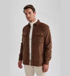 Снимка на DEFACTO Regular Fit Polo Collar Corduroy Long Sleeve Shirt Jacket