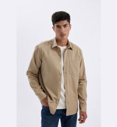 Снимка на DEFACTO Regular Fit Polo Collar Gabardine Long Sleeve Shirt