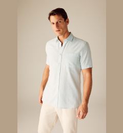 Снимка на DEFACTO Regular Fit Polo Neck Linen Blended Short Sleeve Shirt